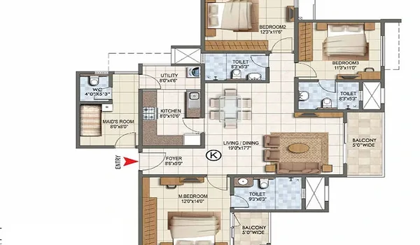 Embassy Knowledge Park 3 BHK Apartment Floor Plan Featured Image of Embassy Knowledge Park 3 BHK Apartment Floor Plan